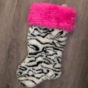 Furry Zebra Print Stocking